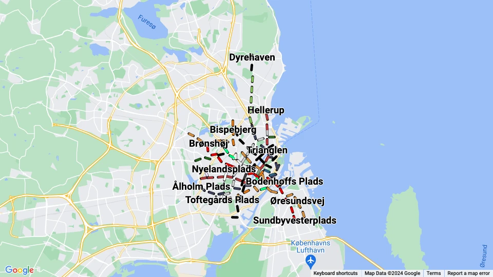 Københavns Sporveje (KS) linjekort