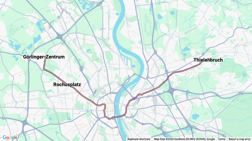 Köln sporvognslinje 3: Görlinger-Zentrum - Thielenbruch linjekort