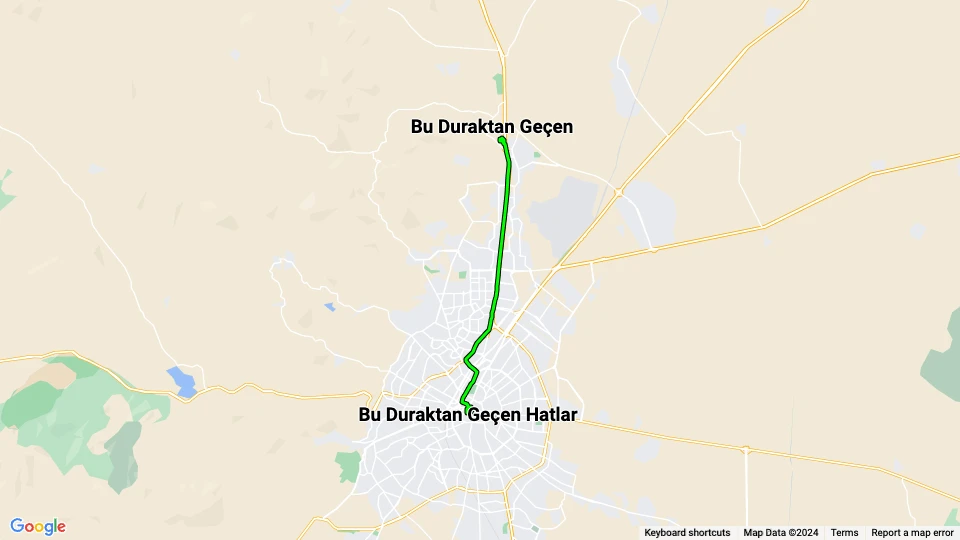 Konya sporvognslinje 2: Bu Duraktan Geçen Hatlar - Bu Duraktan Geçen linjekort