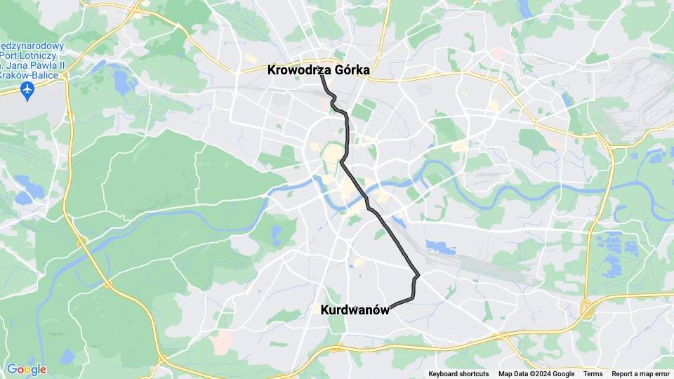 Kraków ekstralinje 34: Krowodrza Górka - Kurdwanów linjekort