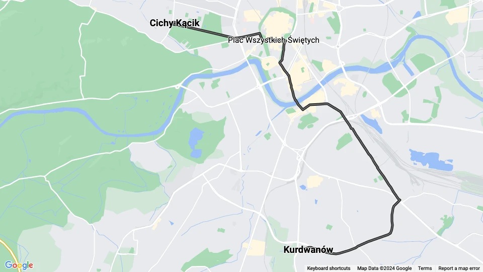 Kraków ekstralinje 6: Kurdwanów - Cichy Kącik linjekort