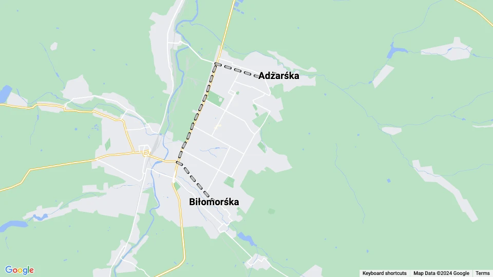 Kramatorsk sporvognslinje 3: Biłomorśka - Adżarśka linjekort
