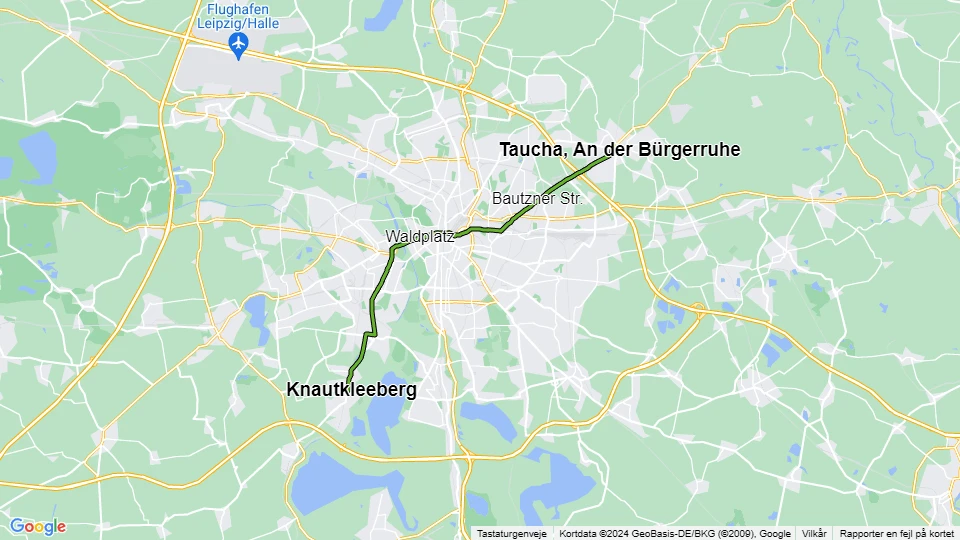 Leipzig sporvognslinje 3: Knautkleeberg - Taucha, An der Bürgerruhe linjekort