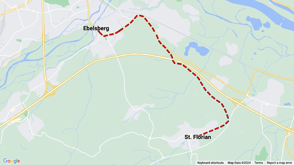 Linz Florianerbahn: Ebelsberg - St. Florian linjekort