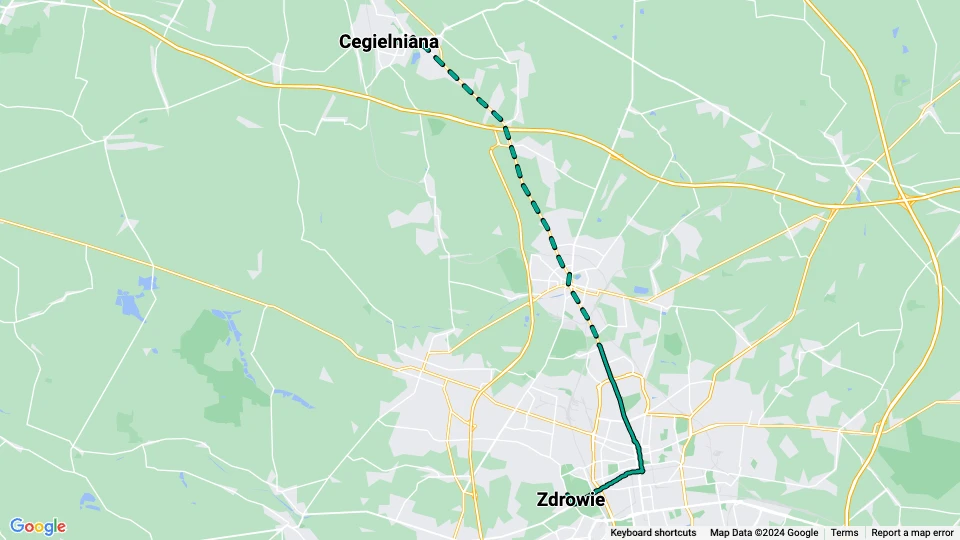 Łódź regionallinje 46: Zdrowie - Cegielniana linjekort