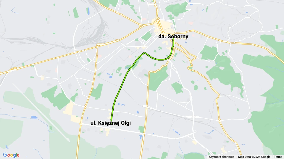 Lviv sporvognslinje 3: da. Soborny - ul. Księżnej Olgi linjekort