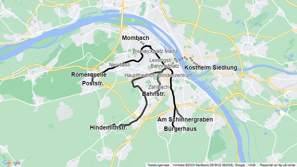 Mainzer Mobilität linjekort