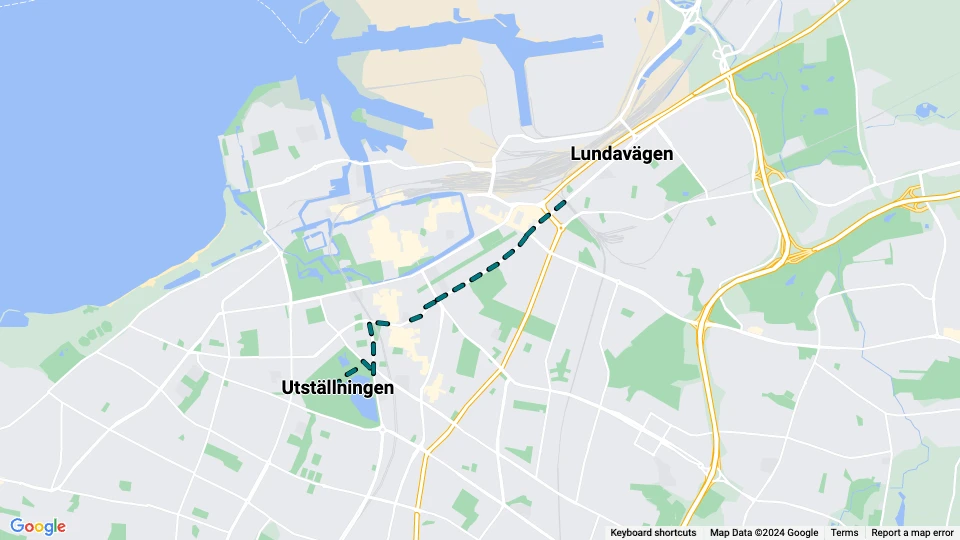 Malmø lejlighedslinje X2: Utställningen - Lundavägen linjekort
