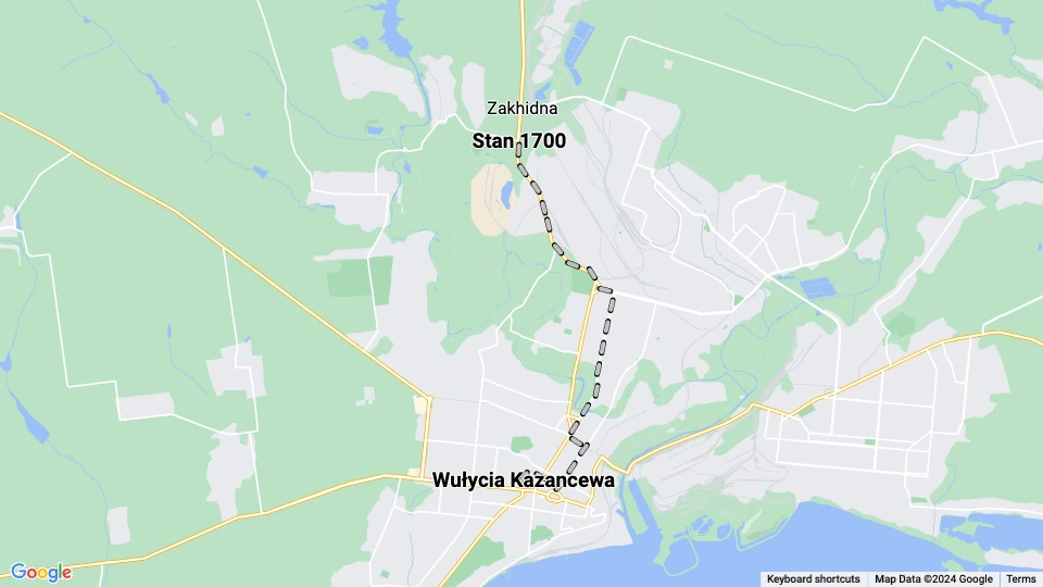Mariupol sporvognslinje 7: Wułycia Kazancewa - Stan 1700 linjekort