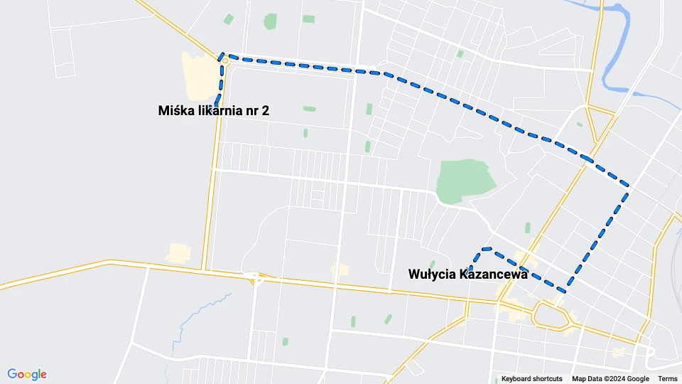 Mariupol sporvognslinje 8: Wułycia Kazancewa - Miśka likarnia nr 2 linjekort
