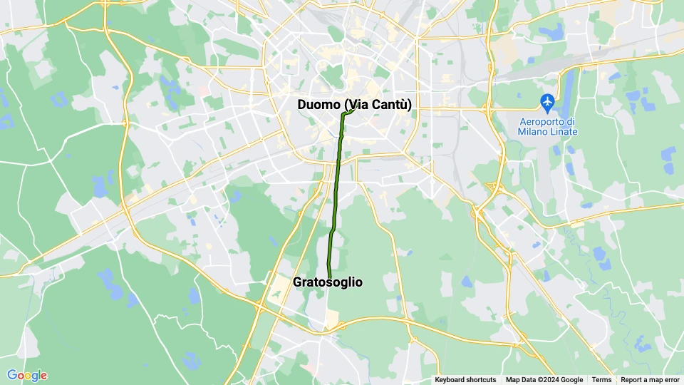 Milano sporvognslinje 3: Duomo (Via Cantù) - Gratosoglio linjekort