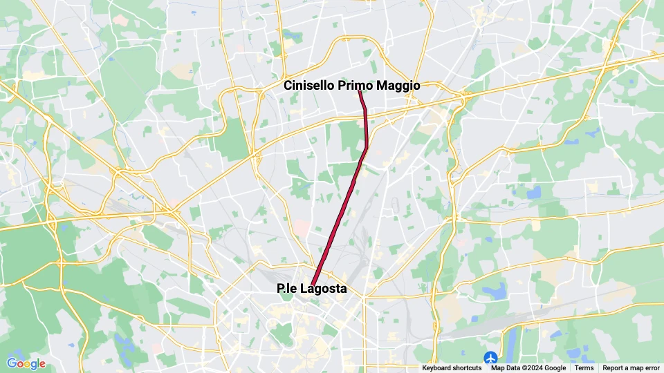 Milano sporvognslinje 31: P.le Lagosta - Cinisello Primo Maggio linjekort