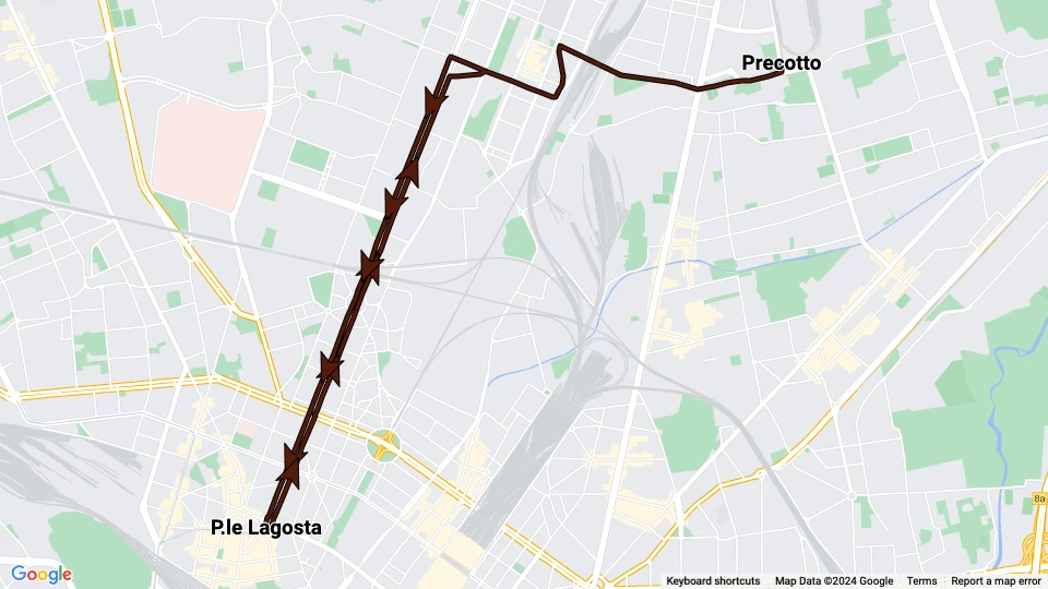 Milano sporvognslinje 7: P.le Lagosta - Precotto linjekort