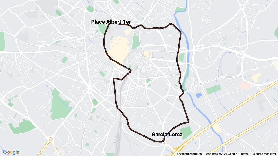 Montpellier sporvognslinje 4: Place Albert 1er - Garcia Lorca linjekort