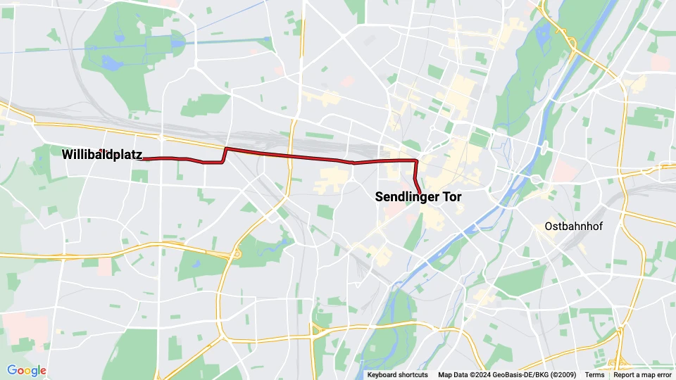 München ekstralinje 29: Willibaldplatz - Sendlinger Tor linjekort