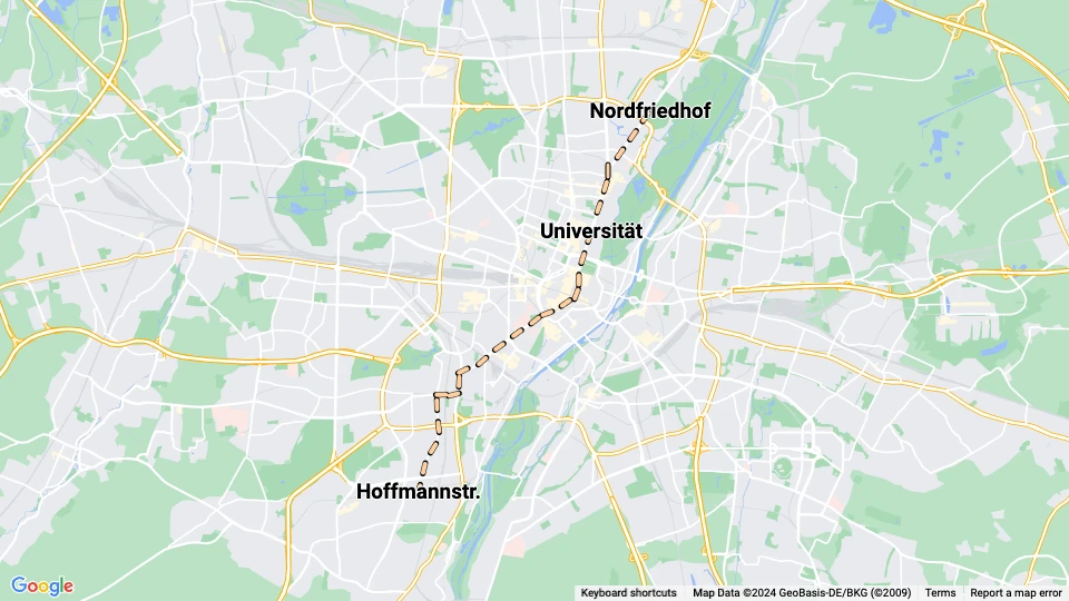 München ekstralinje E6: Nordfriedhof - Hoffmannstr. linjekort