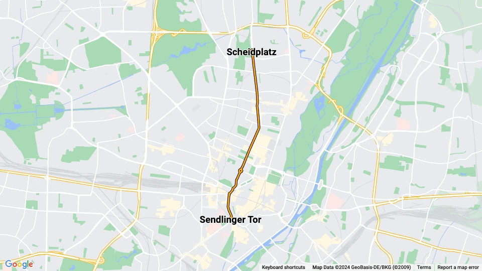 München lejlighedslinje 28: Scheidplatz - Sendlinger Tor linjekort