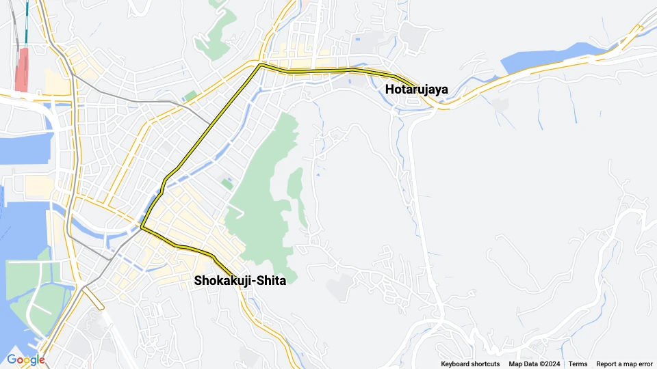 Nagasaki sporvognslinje 4: Shokakuji-Shita - Hotarujaya linjekort