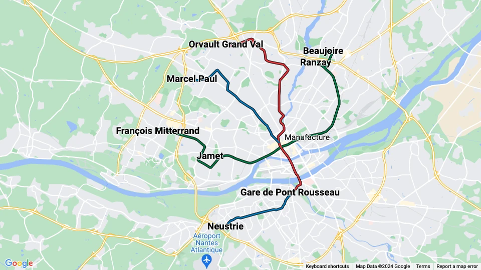 Nalib Nantes Métropole Mobilités linjekort