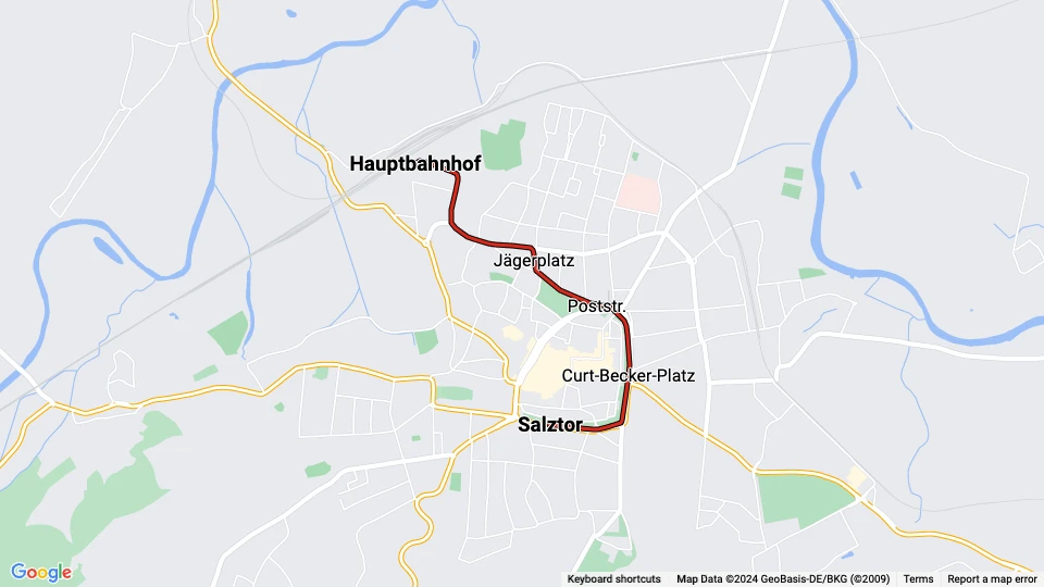Naumburg (Saale) turistlinje 4: Hauptbahnhof - Salztor linjekort