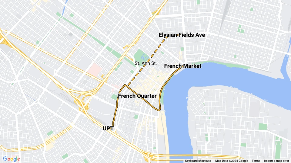 New Orleans linje 49 Riverfront: UPT - French Market linjekort