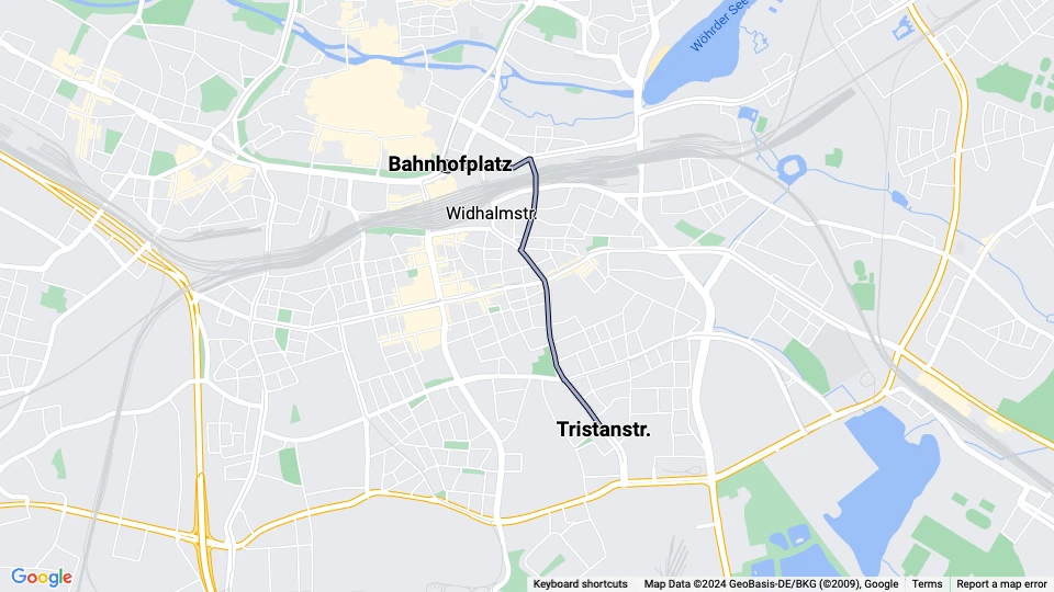 Nürnberg sporvognslinje 7: Bahnhofplatz - Tristanstr. linjekort
