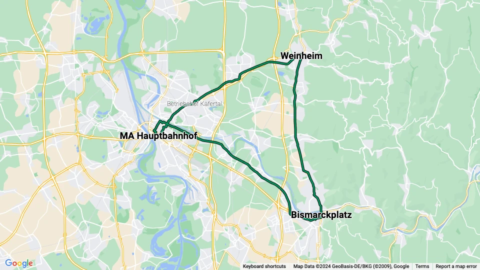 Oberrheinische Eisenbahn-Gesellschaft (OEG) linjekort