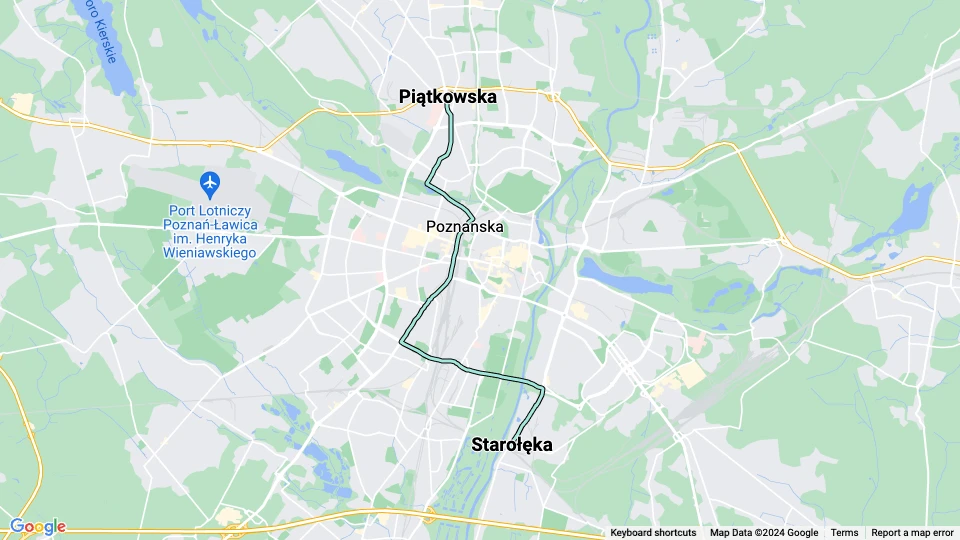 Poznań sporvognslinje 11: Starołęka - Piątkowska linjekort