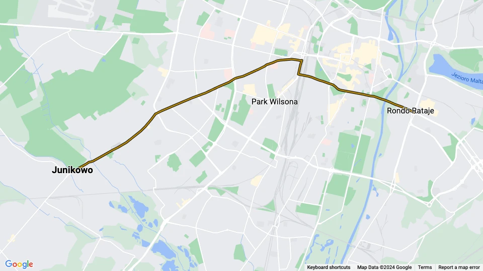 Poznań sporvognslinje 13: Rondo Rataje - Junikowo linjekort