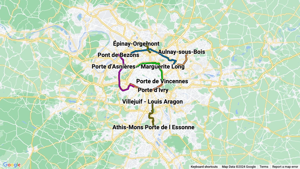 Régie Autonome des Transports Parisiens (RATP) linjekort