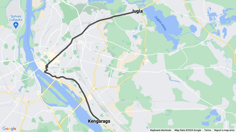 Riga ekstralinje 3: Jugla - Kengarags linjekort