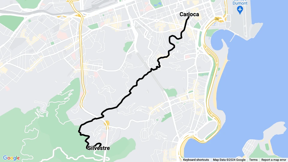 Rio de Janeiro Santa Teresa Tramway: Silvestre - Carioca linjekort
