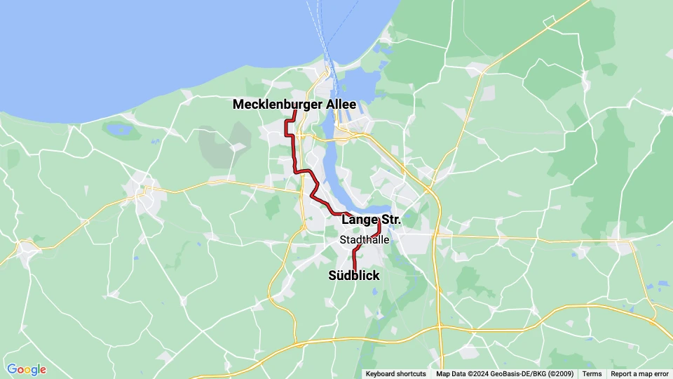 Rostock sporvognslinje 5: Mecklenburger Allee - Südblick linjekort