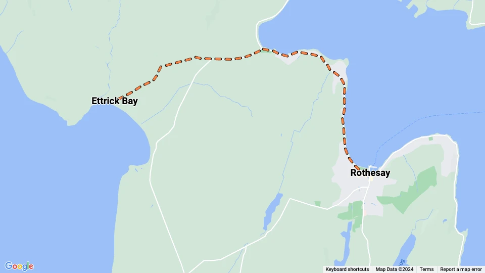 Rothesay Isle of Bute Light Railway: Ettrick Bay - Rothesay linjekort