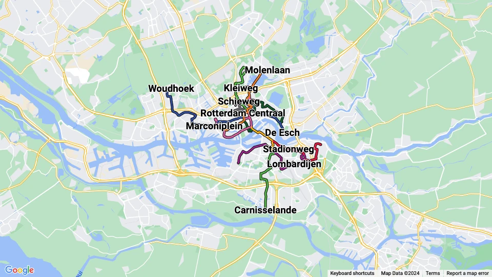 Rotterdamse Elektrische Tram (RET) linjekort