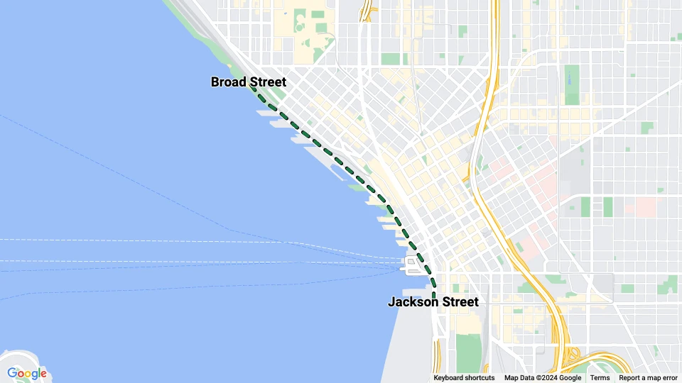 Seattle museumslinje 9: Jackson Street - Broad Street linjekort