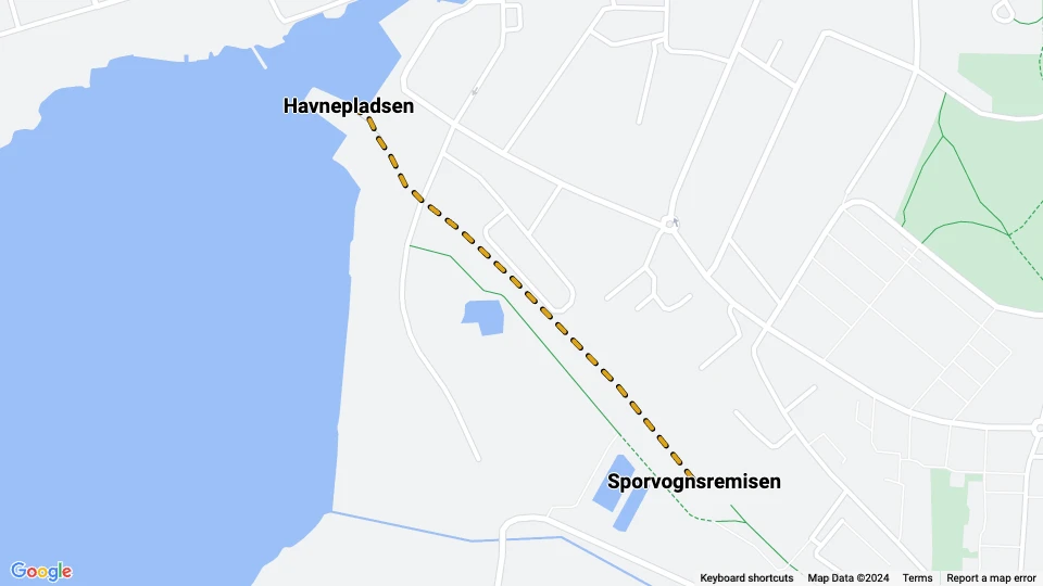 Skælskør museumslinje: Havnepladsen - Sporvognsremisen linjekort