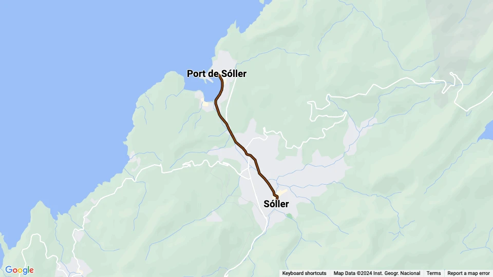Sóller sporvognslinje: Sóller - Port de Sóller linjekort