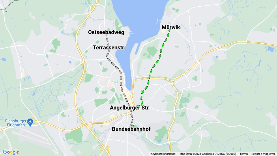 Stadtwerke Flensburg-Verkehrsbetriebe (SFV) linjekort