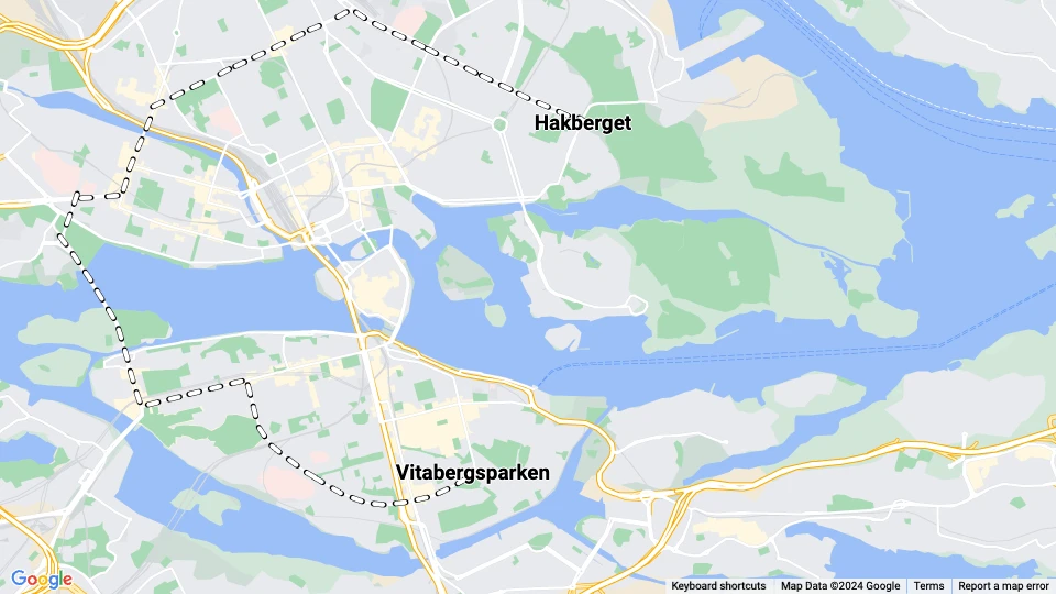 Stockholm sporvognslinje 4: Hakberget - Vitabergsparken linjekort
