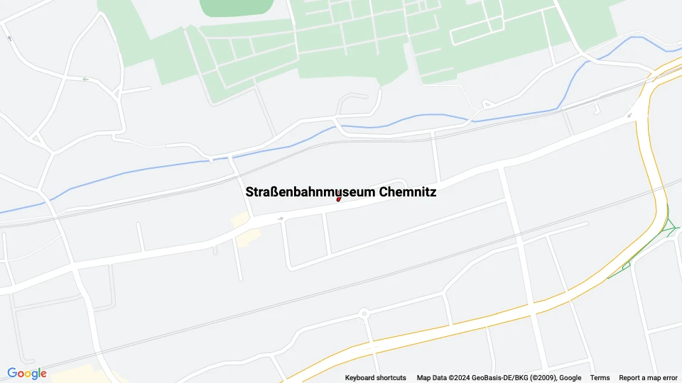 Straßenbahnmuseum Chemnitz linjekort