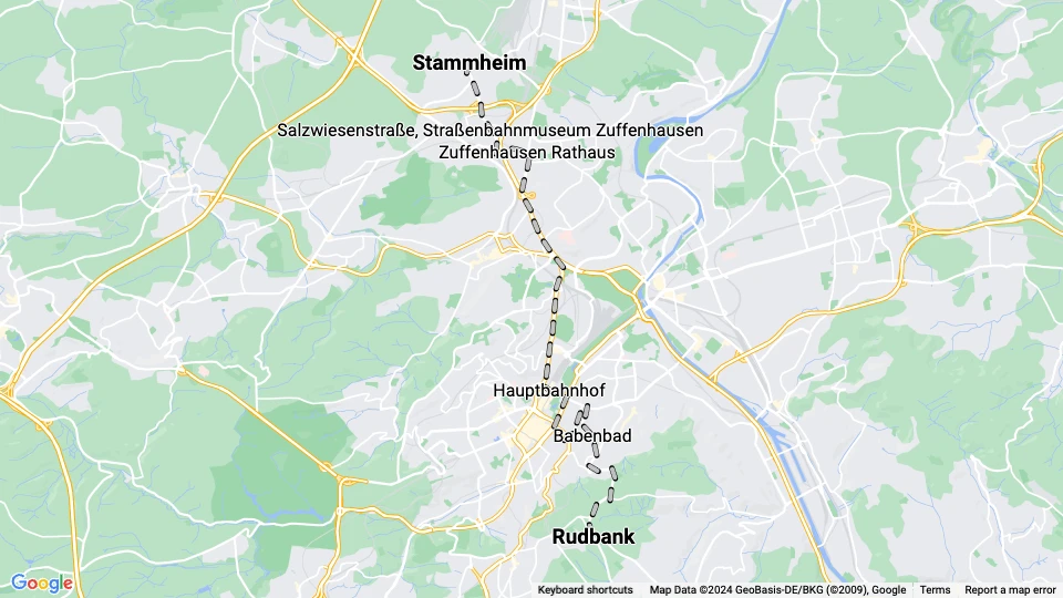 Stuttgarter Straßenbahnen (SSB) linjekort