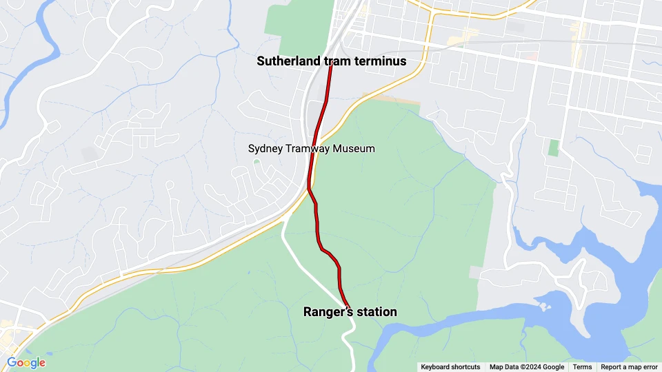 Sydney Tramway Museum linjekort