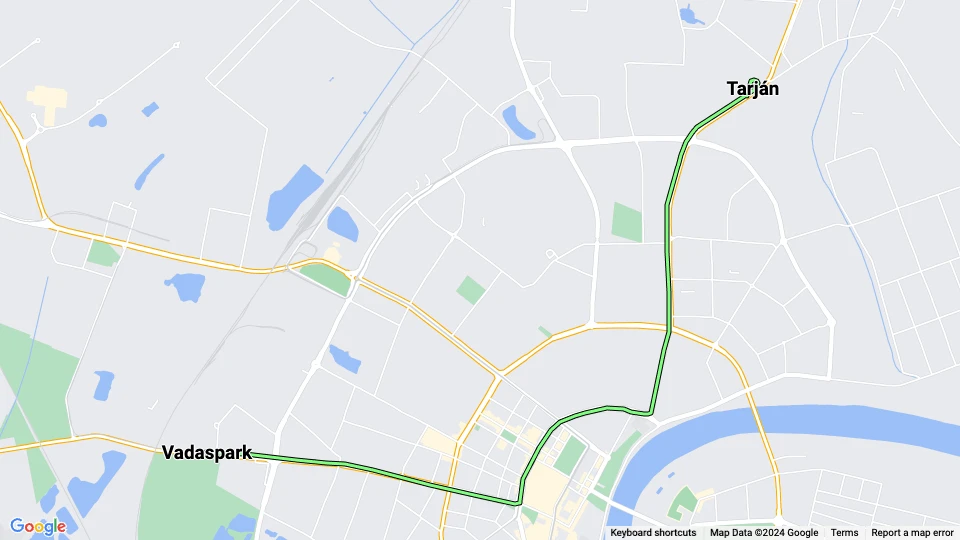 Szeged sporvognslinje 3: Tarján - Vadaspark linjekort