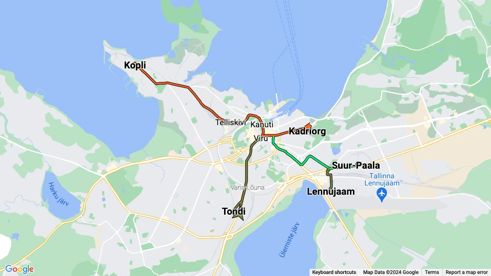 Tallinna Linnatranspordi Aktsiaselts (TLT) linjekort