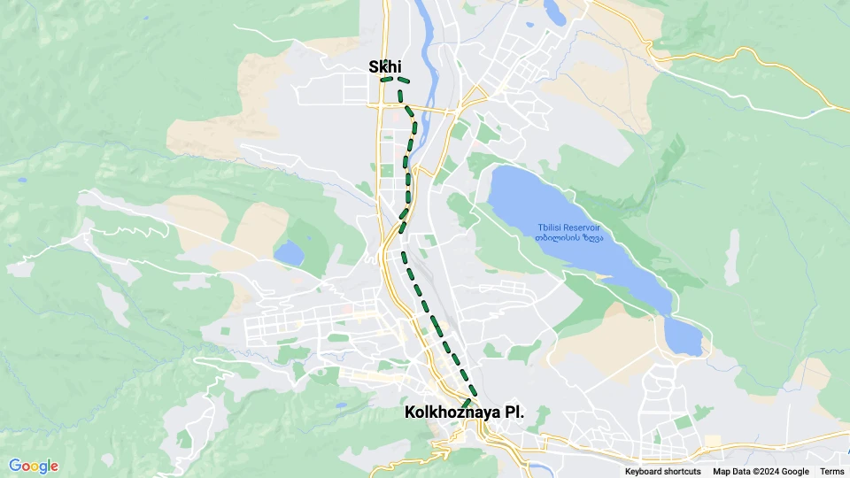 Tbilisi sporvognslinje 10: Skhi - Kolkhoznaya Pl. linjekort