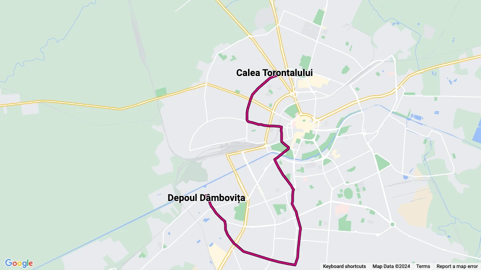 Timişoara sporvognslinje 7: Calea Torontalului - Depoul Dâmbovița linjekort