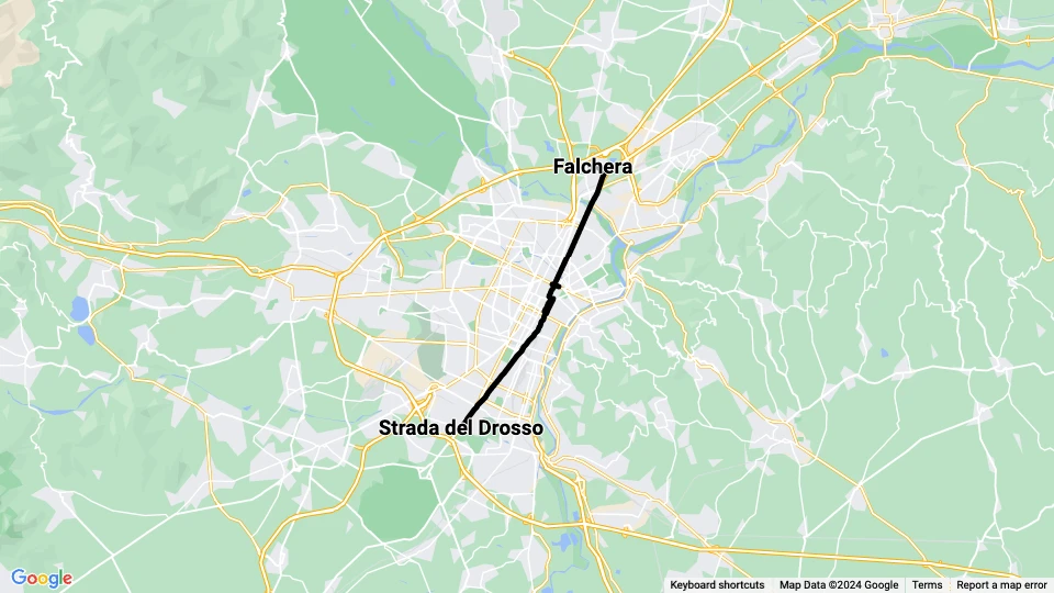 Torino sporvognslinje 4: Falchera - Strada del Drosso linjekort