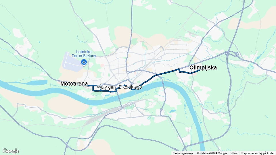 Toruń ekstralinje 5: Olimpijska - Motoarena linjekort