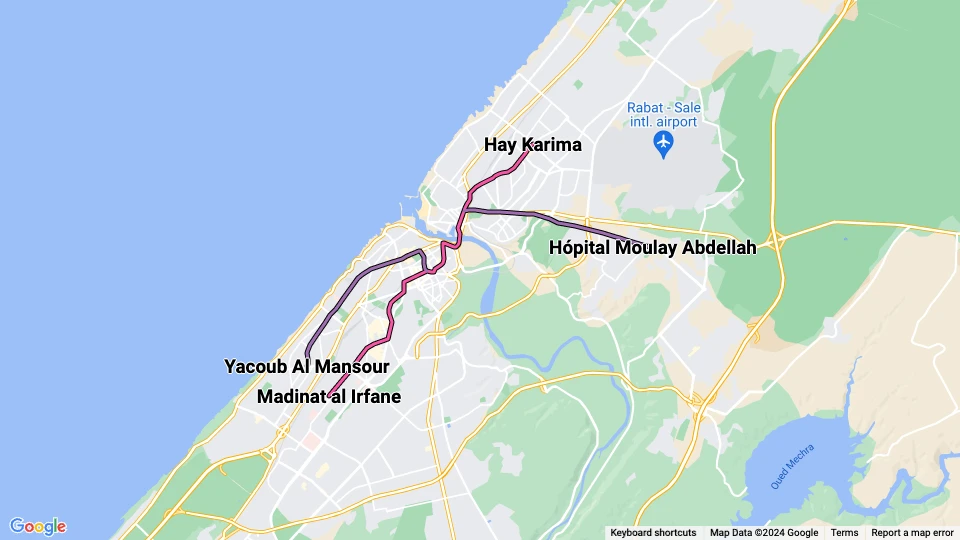 Tramway de Rabat-Salé linjekort